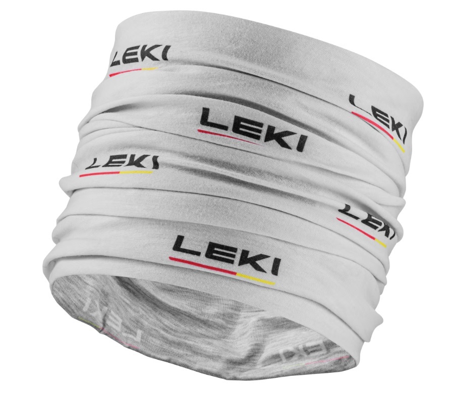 国内未発売の正規輸入・激レアアイテム！　LEKI　マルチスカーフ　ドーンブルー/ブラック　FREEサイズ