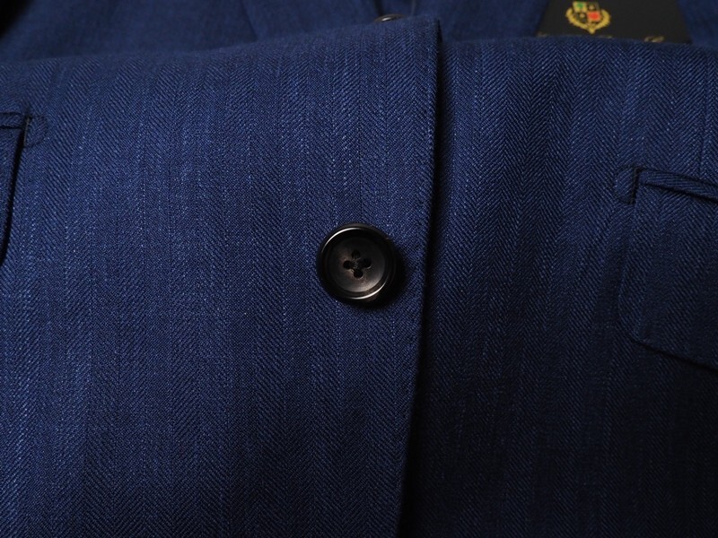 新品9.6万円 大手百貨店扱い 春秋『ロロピアーナ SUMMER TIME 伊製生地』毛/絹/麻 ヘリンボーン ジャケットA6紺(F) 3551800_画像4