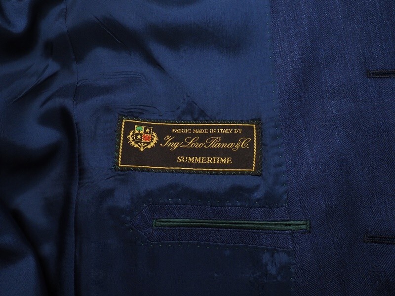 新品9.6万円 大手百貨店扱い 春秋『ロロピアーナ SUMMER TIME 伊製生地』毛/絹/麻 ヘリンボーン ジャケットA6紺(F) 3551800_画像5