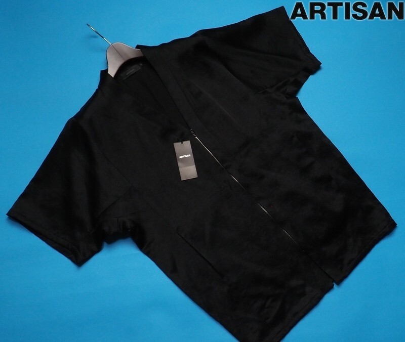 新品サンプル定価4.7萬円 ARTISAN アルチザン 24A/W 半袖ジップカーディガンF黒(05) 45CI01