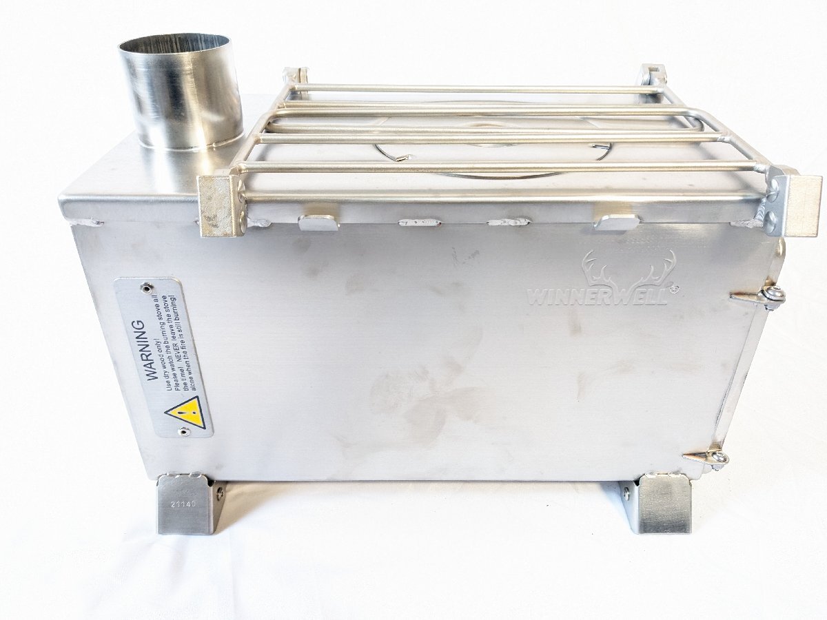 (管06803)未使用 テンマクデザイン×ウィンナーウェル ウッドストーブ サイドビュー M ウォータータンク 煙突スタンド付き 薪ストーブ_画像5