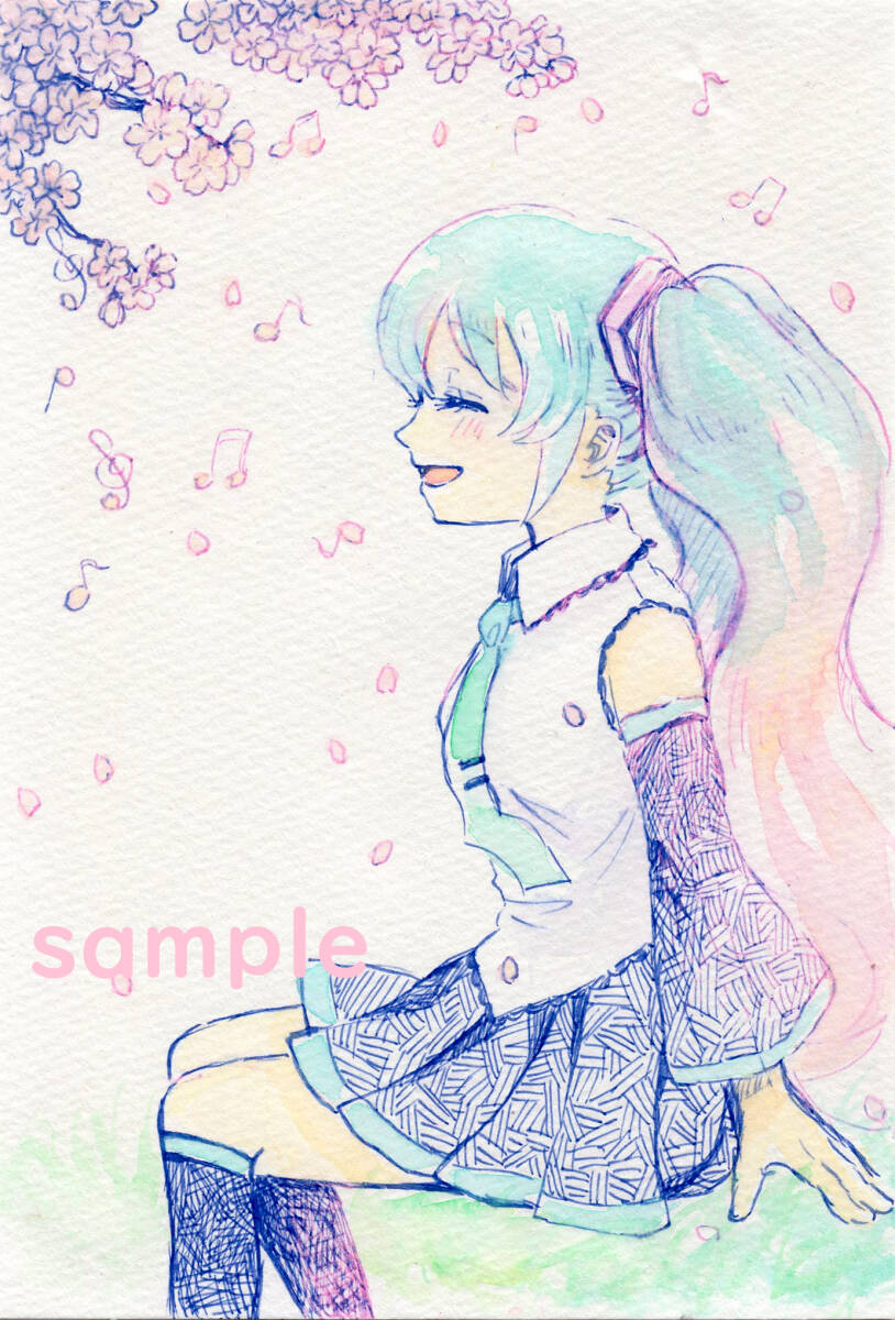 ☆手描きイラスト 初音ミク 『春の風』☆ - 手描きイラスト ☆手描きイラスト 初音ミク 『春の風』☆ - 手描きイラスト