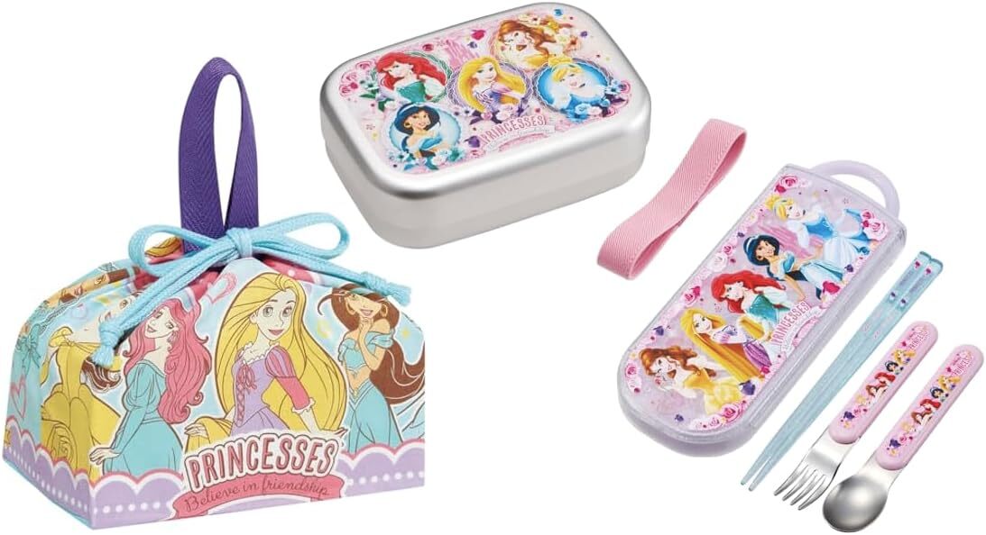 新品未開封◆Skaterアルミお弁当箱3点セット◆ディズニープリンセス370mlアルミ弁当箱お箸トリオセットお弁当袋巾着子供キッズ女の子日本製
