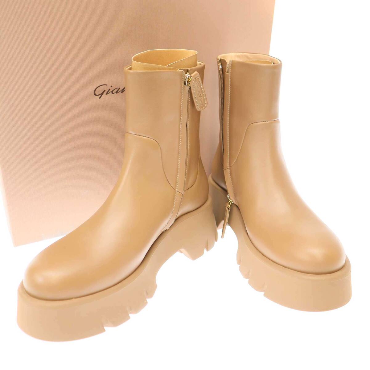 Gianvito Rossi ジャンヴィト ロッシ 24AW MONTEY ラバーソールアンクルブーツ G73297 20GOM キャメル 37 IT8GA6TQ3JAO