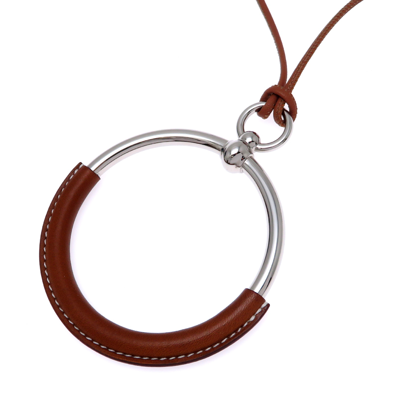 ［銀座店］HERMES エルメス ループ ペンダント ネックレス レザー レディース・メンズ DH85960