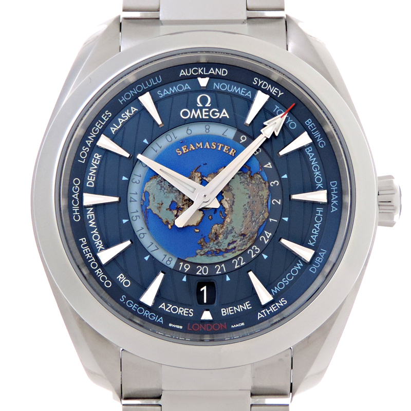 ［銀座店］OMEGA オメガ シーマスター アクアテラ 150M ワールドタイマー 2023年購入品 220.10.43.22.03.001 腕時計 メンズ DH86345