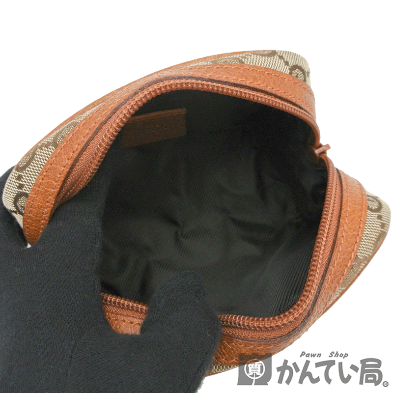 21805 GUCCI【グッチ】120978 ポーチ マルチポーチ アクセサリーポーチ コスメポーチ GGキャンバス ブラウン系 レディース【中古】USED-B