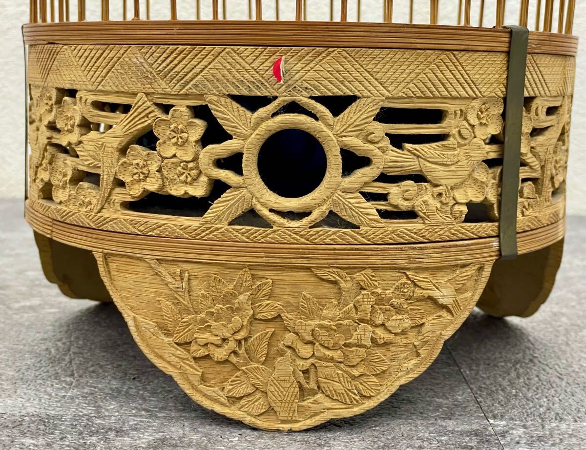 ジャンク□鳥籠 鳥かご 精密彫刻 竹細工 木製 置物 工芸品 ジャンク□鳥籠 鳥かご 精密彫刻 竹細工 木製 置物 工芸品