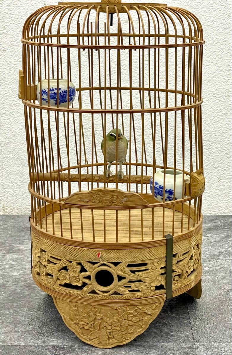 ジャンク□鳥籠 鳥かご 精密彫刻 竹細工 木製 置物 工芸品 ジャンク□鳥籠 鳥かご 精密彫刻 竹細工 木製 置物 工芸品