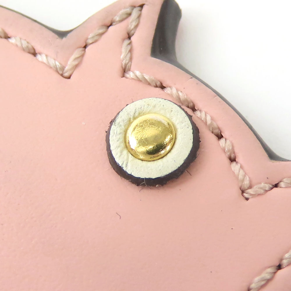 中古 ルイ?ヴィトン キーホルダー ポルトクレ スーパースティション M67402 ピッグ モノグラム レザー ピンク ブラウン アクセサリー