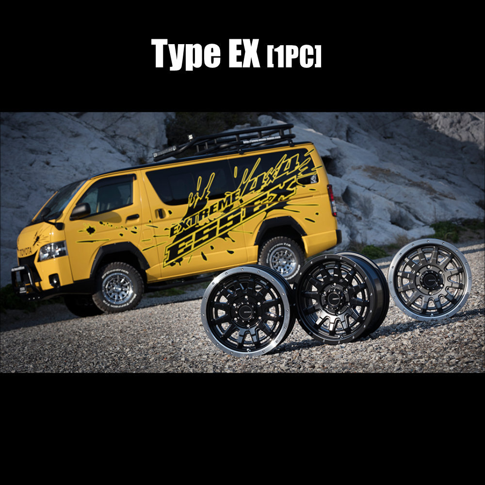 4本セット エセックス タイプEX 15x6.0J 6/139.7 +33 BKM MUDSTAR マッドスター ラジアル M/T 195/80R15 WL ハイエース レジアスエース