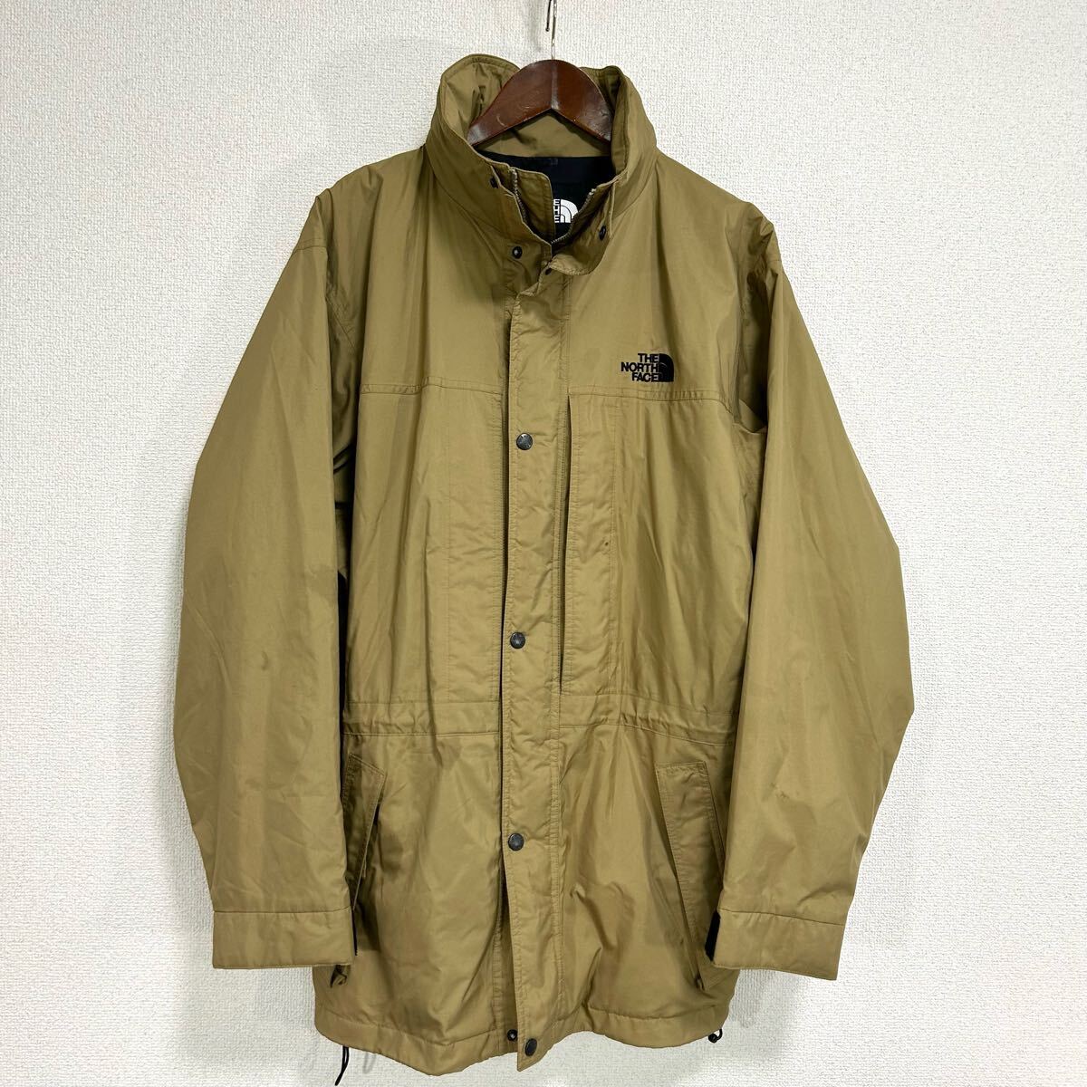人気 THE NORTH FACE マウンテンパーカー メンズXL ロゴ刺繍 透濕防水 ノースフェイス フード収納可 マウンテンライト ナイロンジャケット