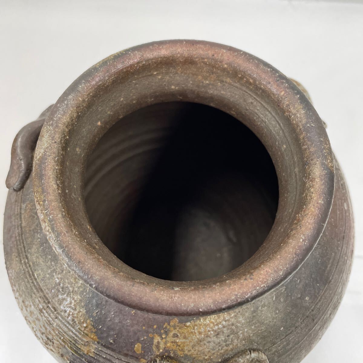 1円〜】備前焼 壺 花瓶 時代物 窯変 共箱 工芸品 陶芸 【TU00587