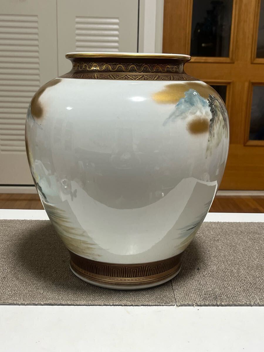 九谷焼 梅仙人 九谷錦苑 青粒地色絵金彩梅仙人図花瓶 高さ30cm 九谷焼 梅仙人 九谷錦苑 青粒地色絵金彩梅仙人図花瓶 高さ30cm