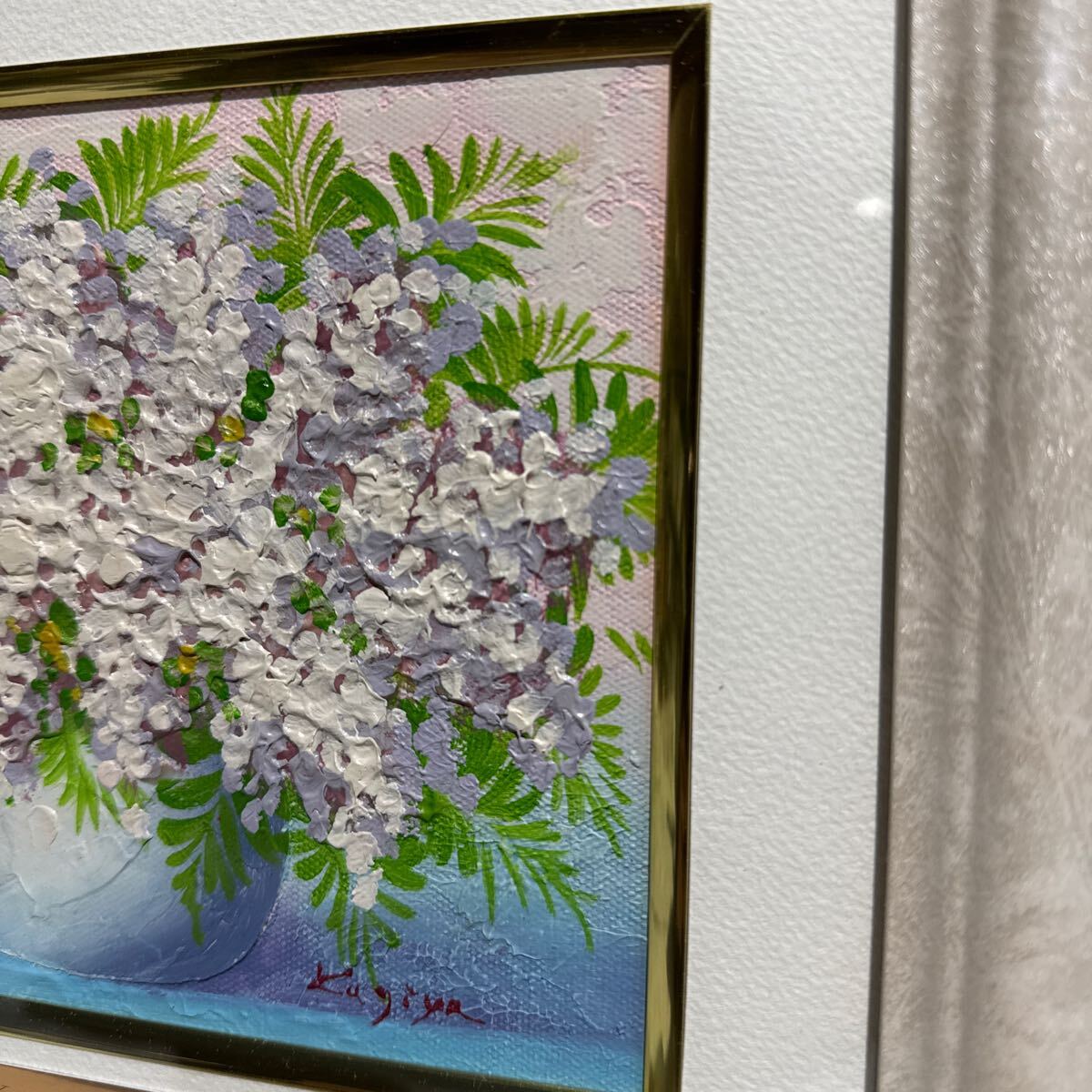☆ 真作 梶谷佳世 花 絵画 油彩 油絵 油彩画 直筆サイン 額装 ☆ 真作 梶谷佳世 花 絵画 油彩 油絵 油彩画 直筆サイン 額装