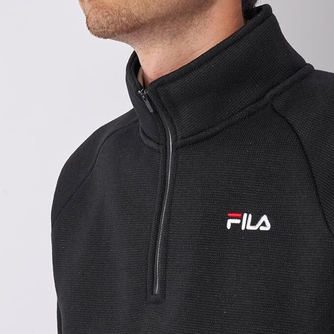 新品 フィラ ゴルフ ハーフジップ 裏起毛 長袖シャツ Lサイズ 黒 ブラック 783-513 UVカット 保温 税込8,690円 783513 ゴルフウェア_画像4