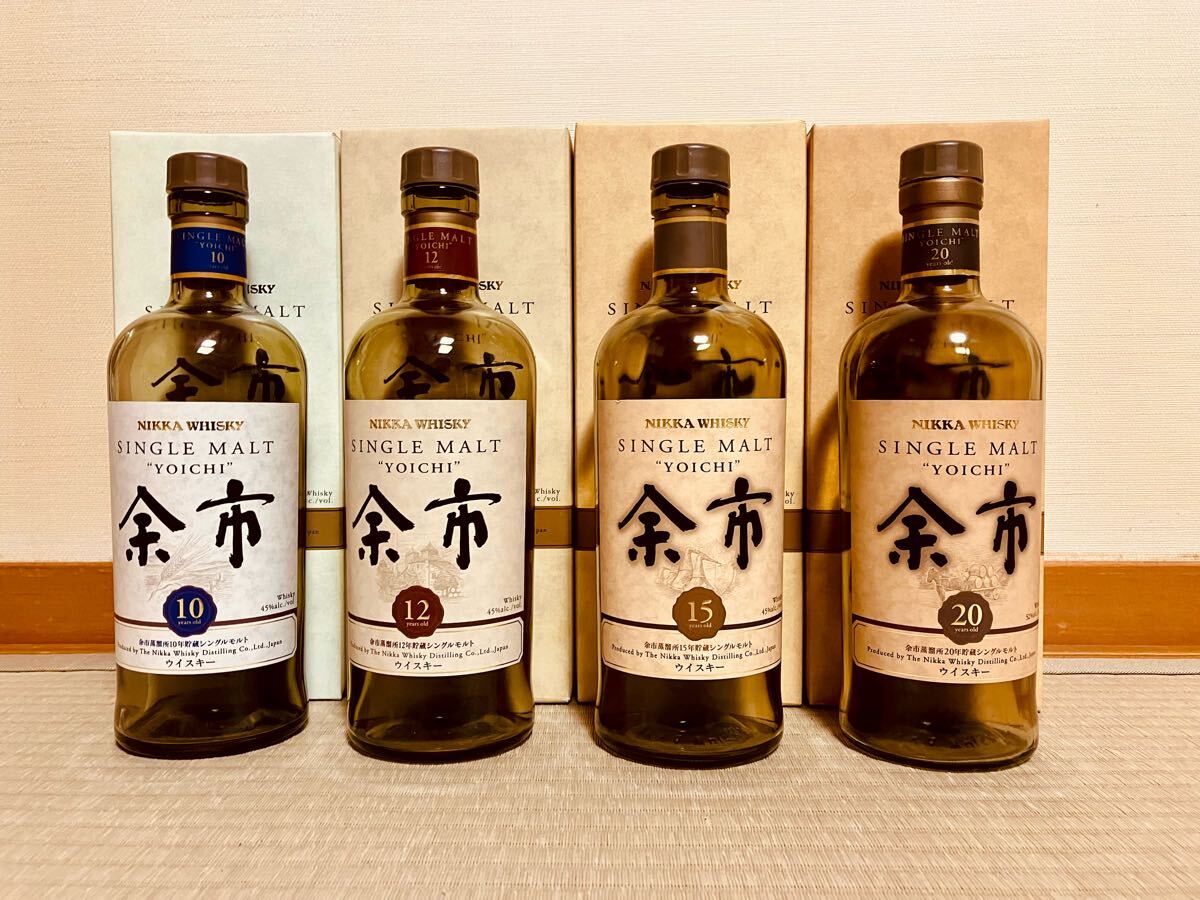 ニッカ 余市 20年 15年 12年 10年 空瓶 空箱 4本セット 終売品 ニッカ 余市 20年 15年 12年 10年 空瓶 空箱 4本セット 終売品