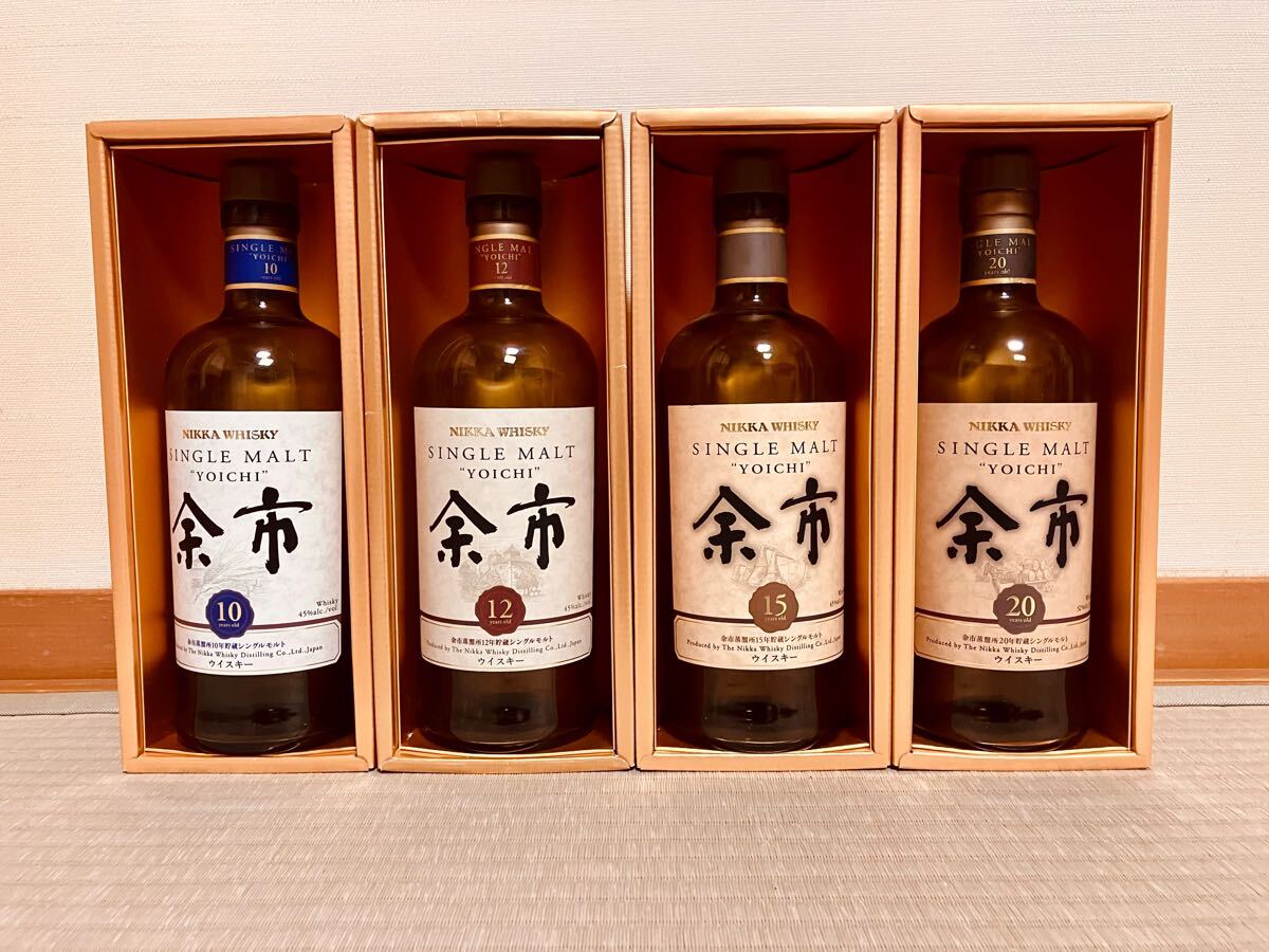 ニッカ 余市 20年 15年 12年 10年 空瓶 空箱 4本セット 終売品 ニッカ 余市 20年 15年 12年 10年 空瓶 空箱 4本セット 終売品