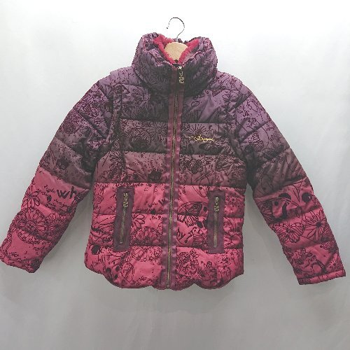 ◇ ⊇ Desigual デシグアル 花柄 ハイネック キッズ 長袖 ジャンパー サイズ146/152 レッド系 女の子 E_画像1
