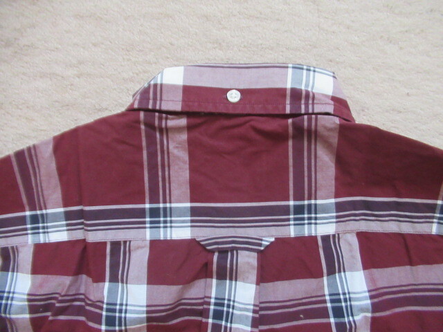 ◆Brooks Brothers　◆メンズチェック長(zhǎng)袖シャツ　◆エンジ色　◆サイズS（タグ表記）