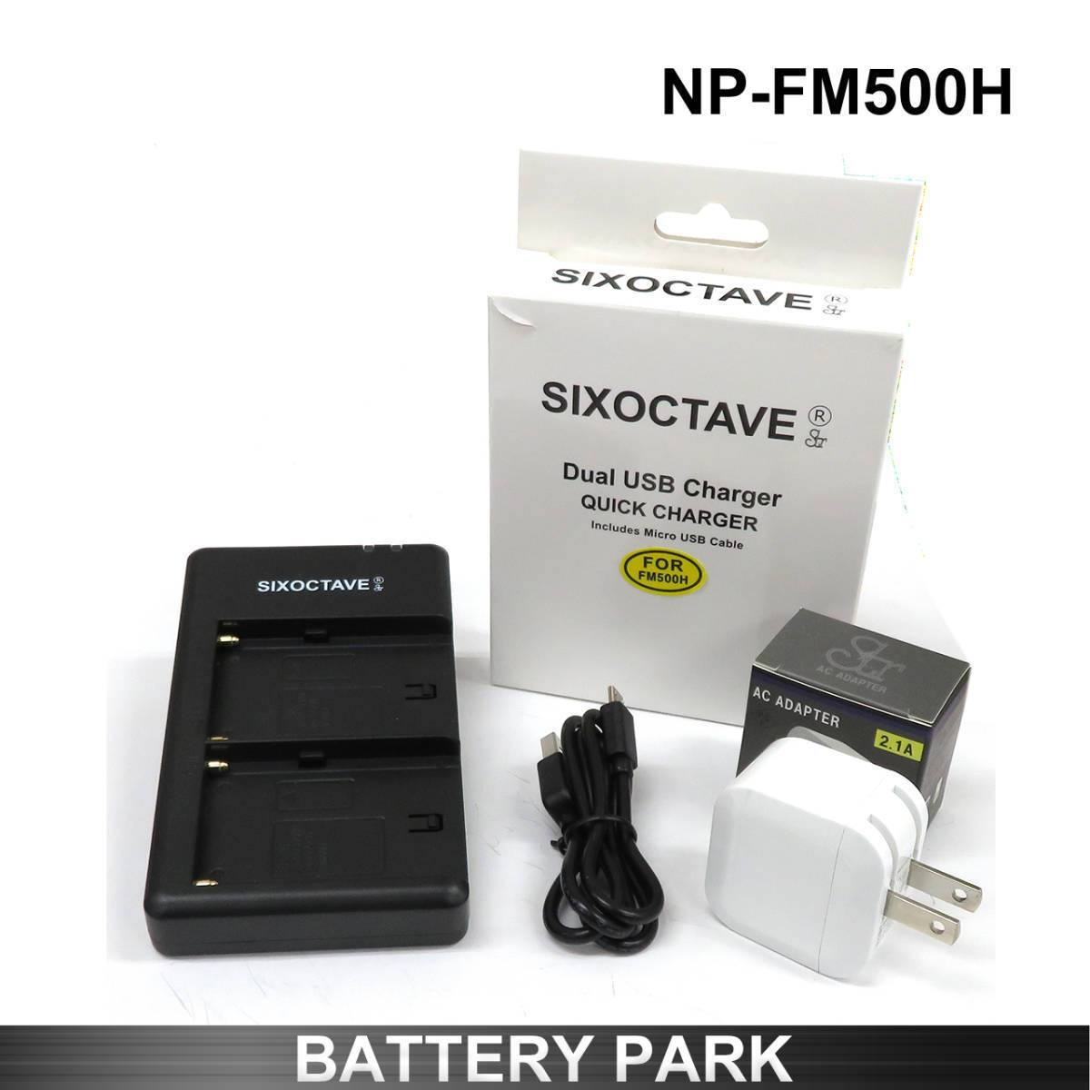 SONY NP-FM500H 対応互換デュアル充電器（２個同時充電可能）2.1A高速ACアダプター付　α99 II α77 II α99 α65 α58 α77 α57