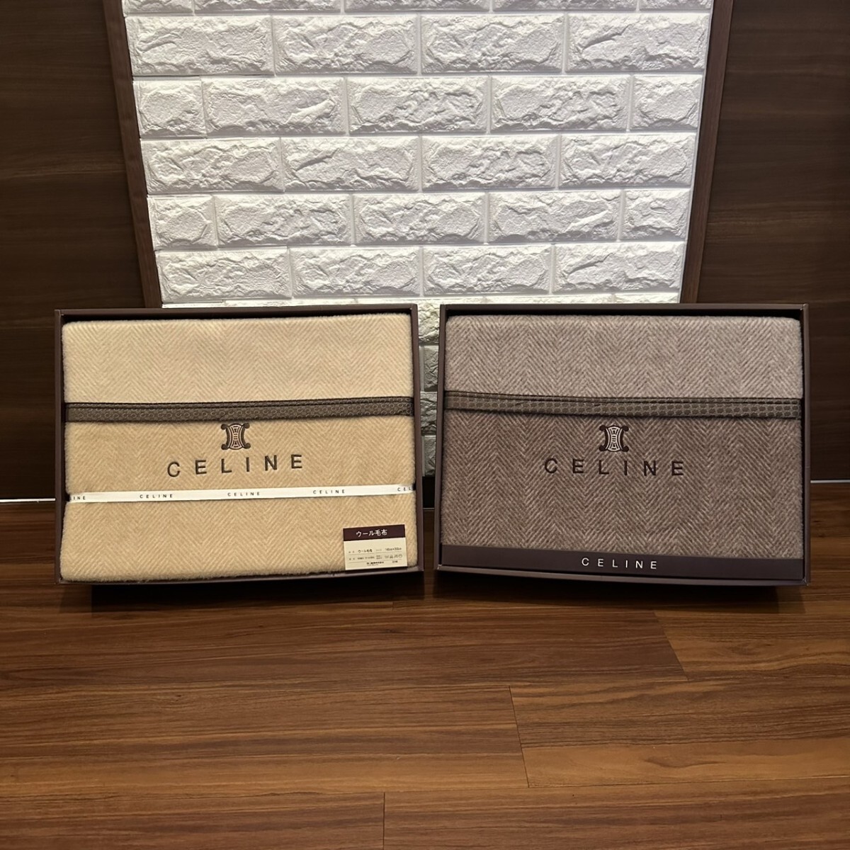 未使用 CELINE セリーヌ ウール毛布 140×200 マカダム 2個セット 未使用 CELINE セリーヌ ウール毛布 140×200 マカダム 2個セット