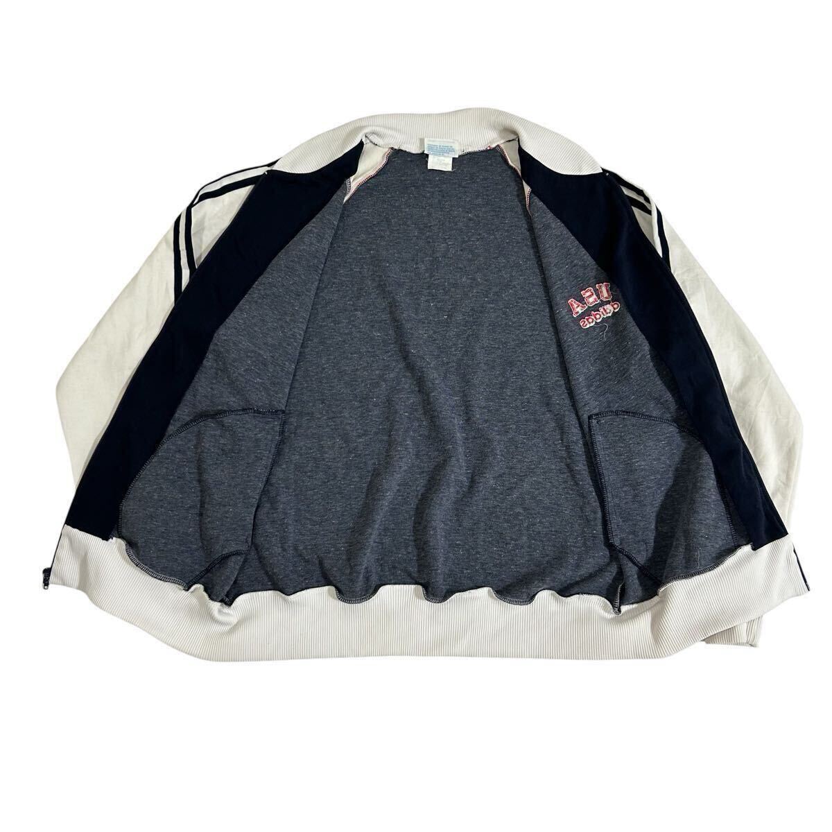 80s adidas USA 刺繍ロゴ トラックジャケット ツートン 紺 白 L 80s adidas USA 刺繍ロゴ トラックジャケット ツートン 紺 白 L