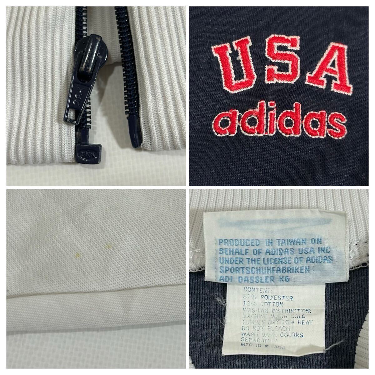 80s adidas USA 刺繍ロゴ トラックジャケット ツートン 紺 白 L 80s adidas USA 刺繍ロゴ トラックジャケット ツートン 紺 白 L