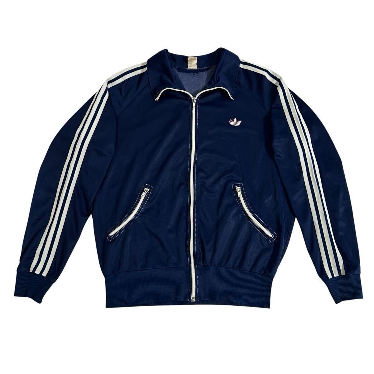 西ドイツ製 70s adidas 曲がりポケット トラックジャケット 紺 西ドイツ製 70s adidas 曲がりポケット トラックジャケット 紺