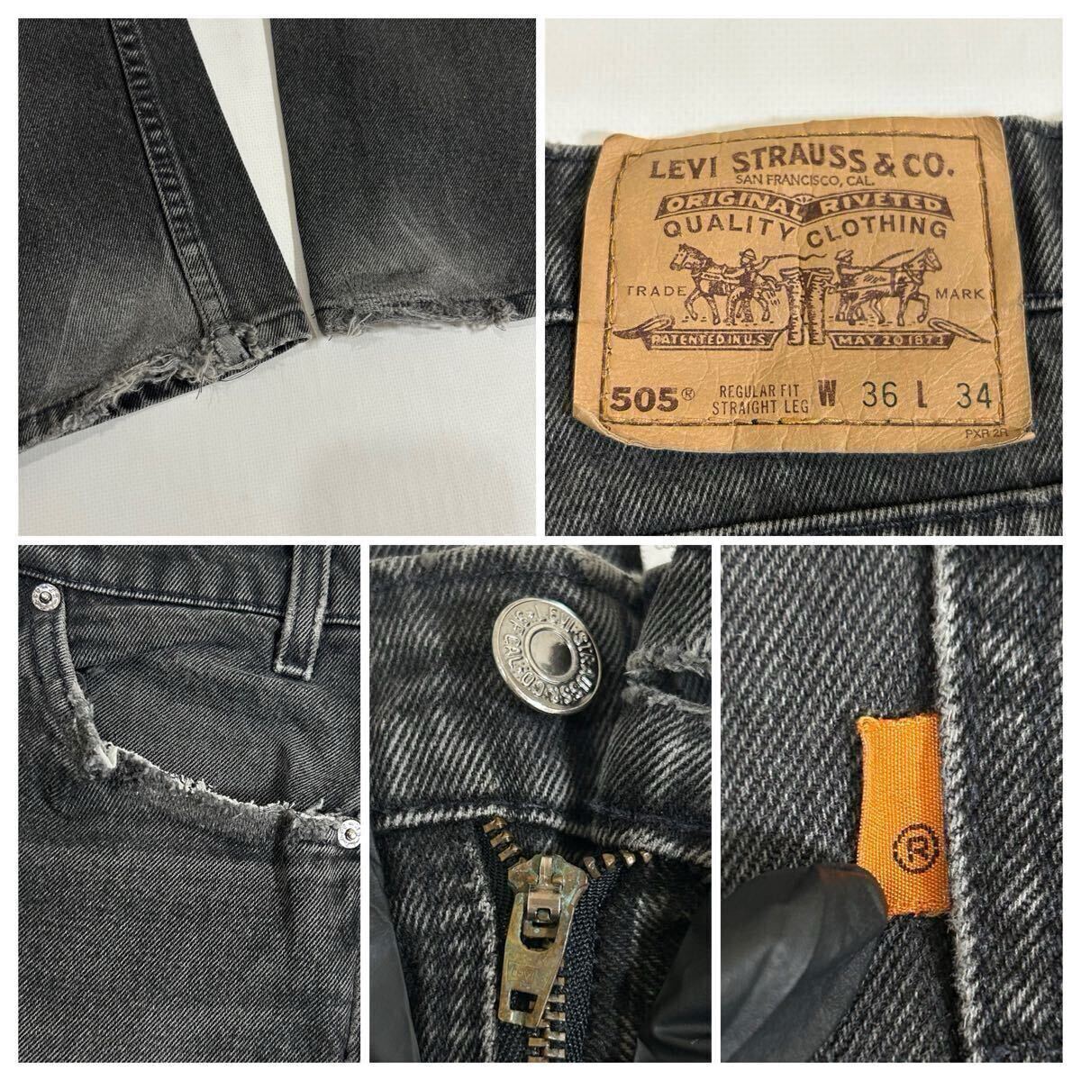 90s LEVI'S 505 USA製 後染め ブラックデニム W36 L34 90s LEVI'S 505 USA製 後染め ブラックデニム W36 L34