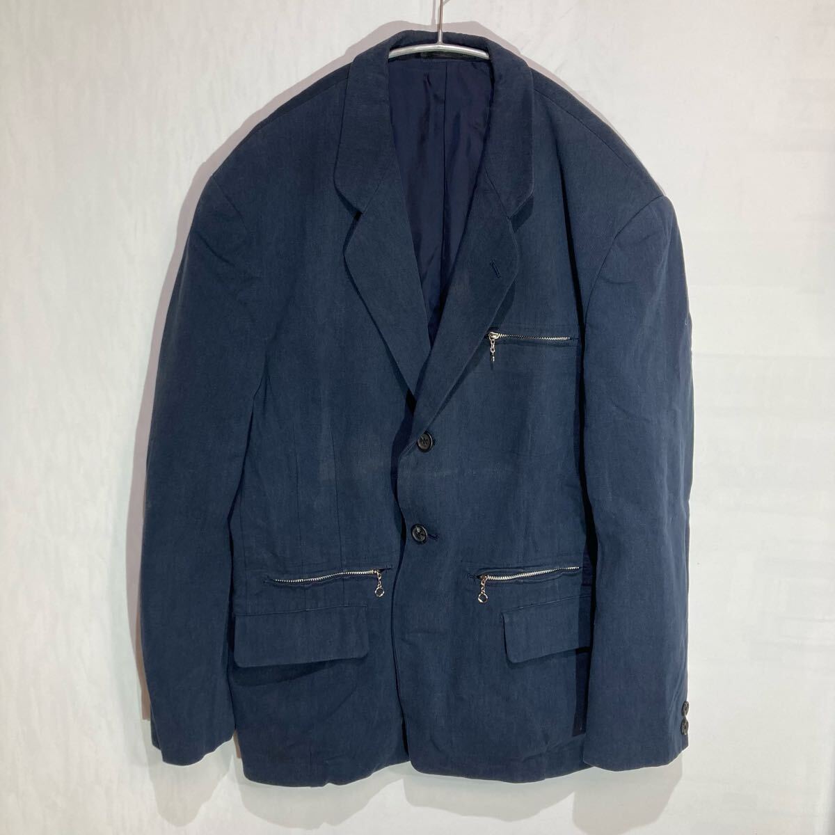 52-18 Yohji Yamamoto POUR HOMME ジップポケット ジャケット ネイビー M ヨウジヤマモト ファスナー　オールド ヴィンテージ