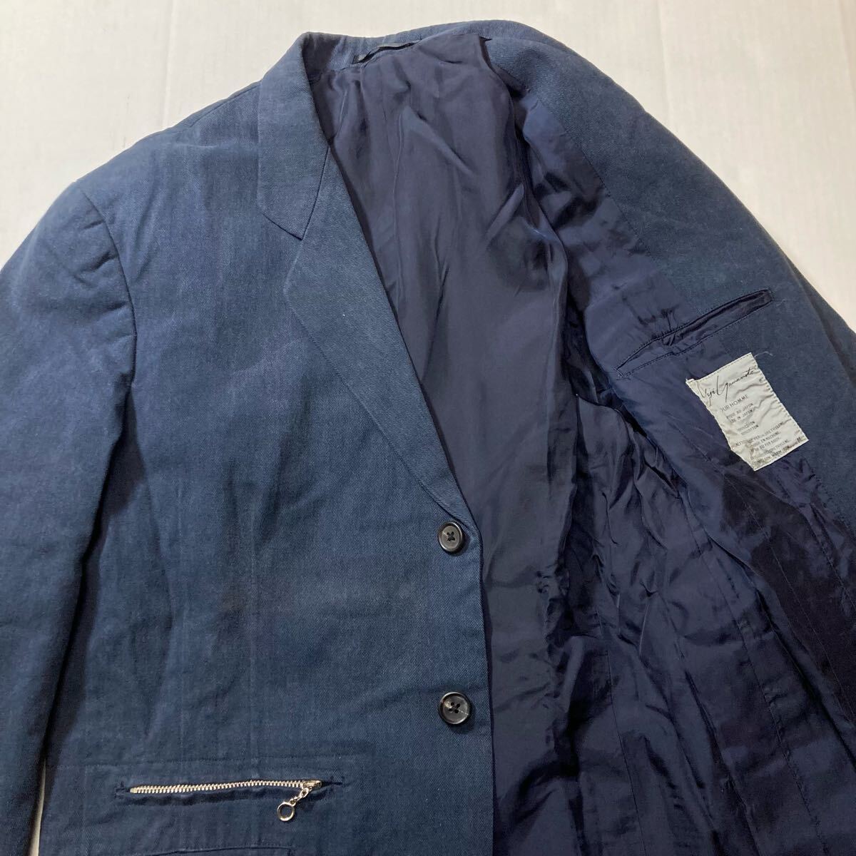 52-18 Yohji Yamamoto POUR HOMME ジップポケット ジャケット ネイビー M ヨウジヤマモト ファスナー　オールド ヴィンテージ