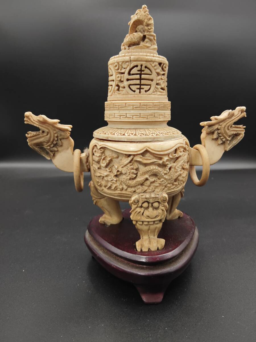大明 香炉 骨董品 稀少 レア 象牙風 象牙調 三獣足香炉 マンモス 大明 香炉 骨董品 稀少 レア 象牙風 象牙調 三獣足香炉 マンモス