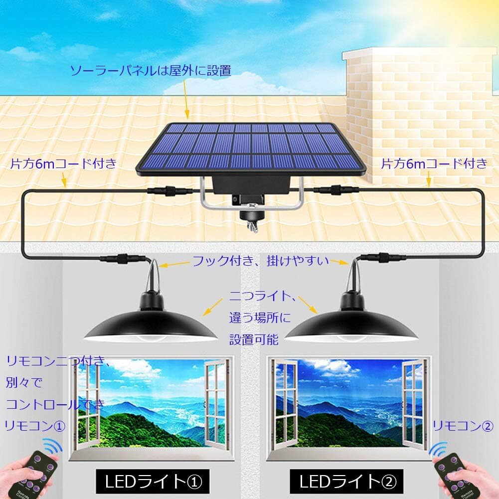Transparency分離型LEDソーラーライト ペンダントライト Lamake 光センサー付き リモコン付き 常夜灯 ナイトライト 太陽光発電電気
