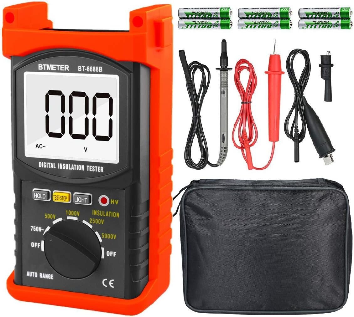 確認用 デジタル絶縁抵抗計 BTMETER BT-6688B 試験電圧5000V測定、最大