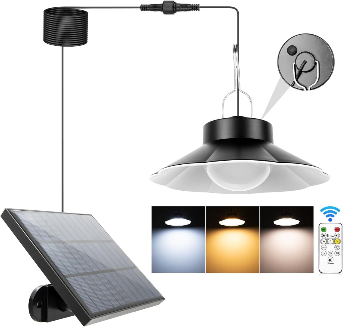 AGOTD LED ソーラーライト 屋外 防水 室内 ペンダントライト 分離型 北欧 5Mケーブル 光センサーライト 自動点灯/消灯 ガーデンライト