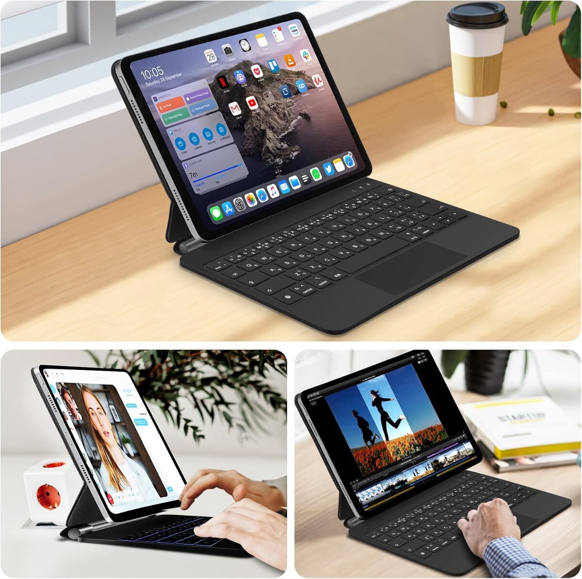 マジックキーボード GOOJODOQ 2024 iPad Air6(M2) 11inch対応スマートキーボード iPad Pro 11第1/2/3/4世代/iPad Air第4/5/6世代通用 