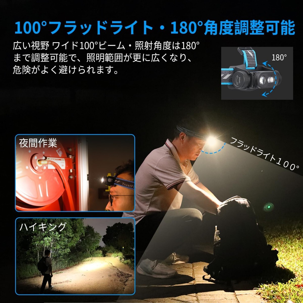 Trustfire ヘッドライト 充電式 LEDヘッドランプ 釣り 1350ルーメン H6R懐中電燈 強(qiáng)力 高輝度 超軽量 18650 バッテリー フラッシュライト 