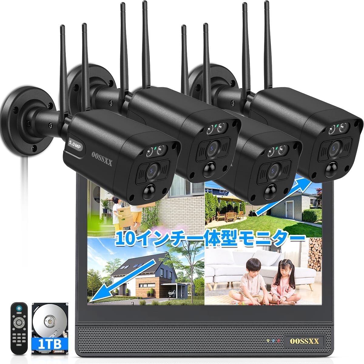 [ интерактивный телефонный разговор * двойной антенна сигнал усиленный *130° супер широкоугольный ] камера системы безопасности беспроводной наружный 3K 500 десять тысяч пикселей 4 шт. 