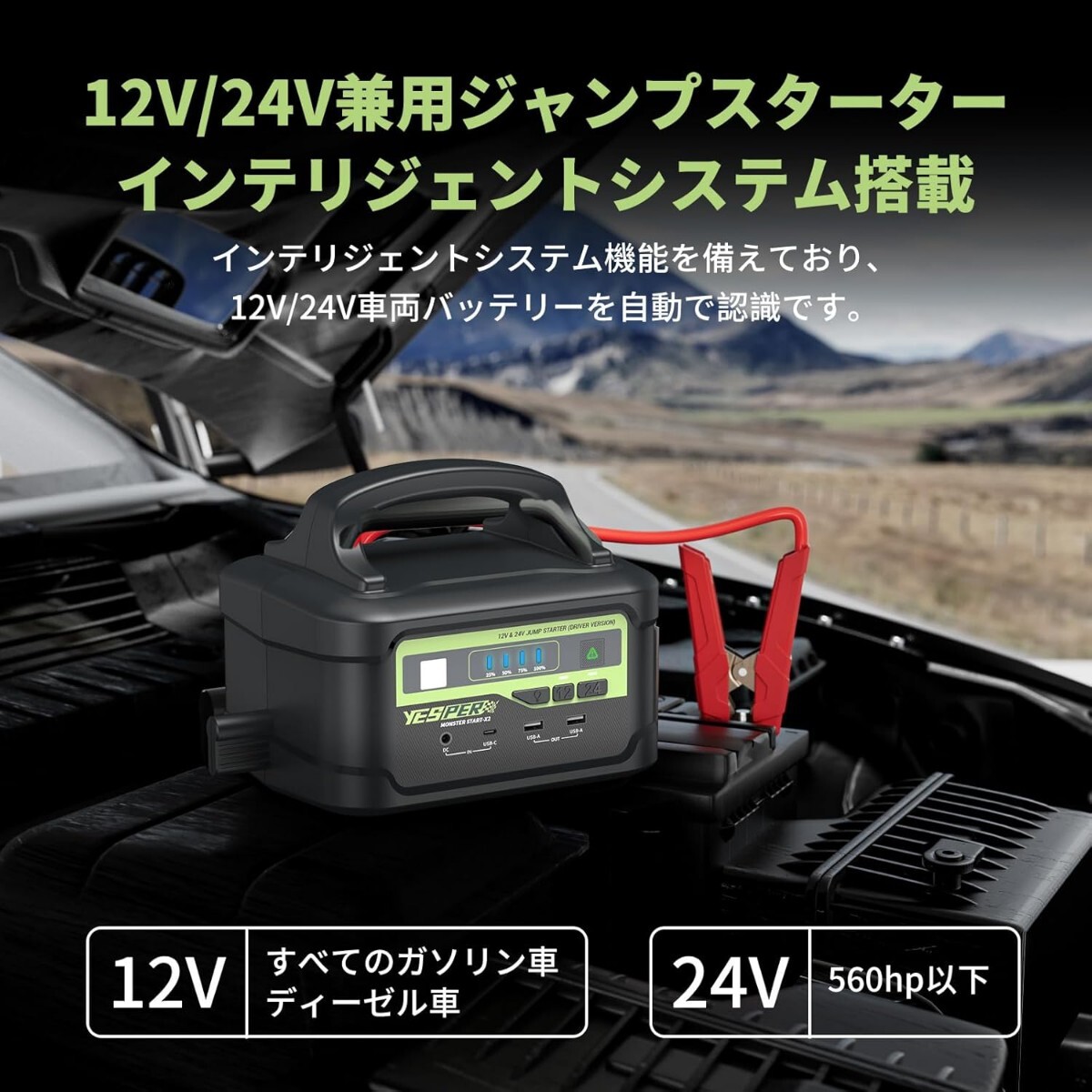 YESPER Jump стартер 12V/24V автомобильный Pro большой грузовик соответствует 122500mAh 8000Api-k электрический ток автомобильный зажигание 