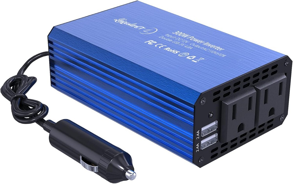 LST インバーター 300W シガーソケット コンセント 急速充電対応 カーインバーター DC12VをAC100Vに変換 車載充電器 USB-Aポート*2 AC100V_画像1