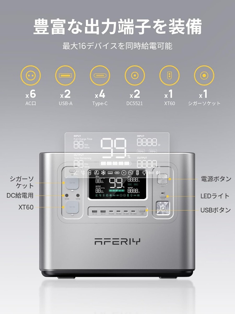 AFERIY ポータブル電源 2400 大容量 ポータブルバッテリー 1 5 AFERIY ポータブル電源 2400 大容量 ポータブルバッテリー 1 5