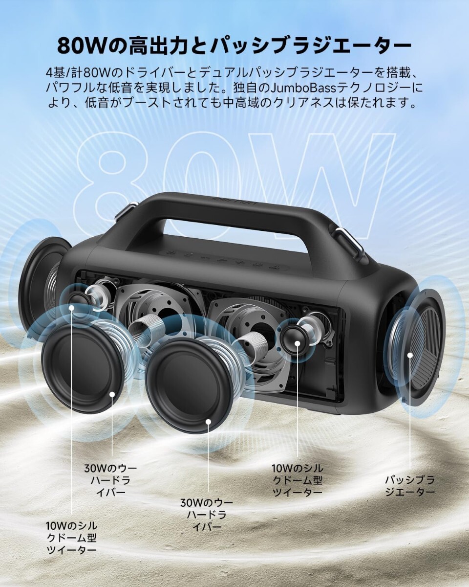 【VGP 2024 SUMMER受】EarFun UBOOM X スピーカー Bluetooth 5.3/ 80W重低音Bluetoothスピーカー/ RGBライトブルートゥース スピーカー_画像3