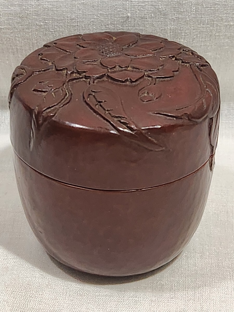 アンティーク 骨董 鎌倉彫 棗 棗 茶入 在銘 茶道具 鎌倉彫 漆芸 アンティーク(棗)|売買された