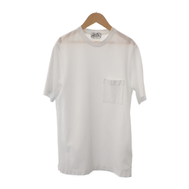 【中古】エルメス HERMES H刺 トップス H072025HA903XS 半袖Ｔシャツ コットン ホワイト XS メンズ【ABランク】