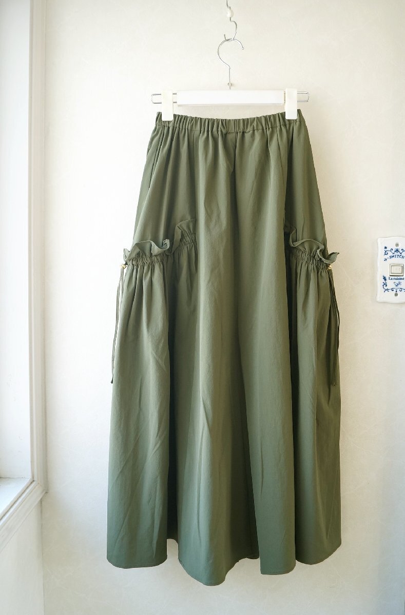 ★ NICOLE / ニコル* サイドギャザー ウエストゴムスカート グリーン 38 ストレッチ* 古着のgplus広島 2503t4_画像1