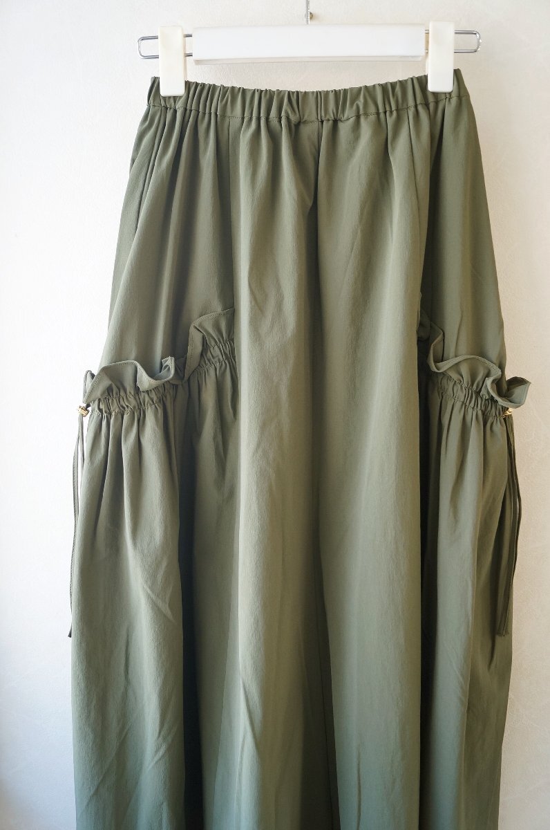 ★ NICOLE / ニコル* サイドギャザー ウエストゴムスカート グリーン 38 ストレッチ* 古着のgplus広島 2503t4_画像3