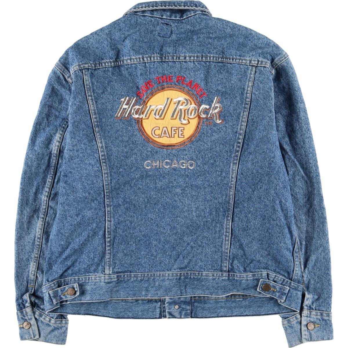  б/у одежда 80 годы Lee Lee Rider's Hard Rock CAFE Hard Rock Cafe Denim жакет G Jean мужской XL соответствует Vintage /eaa530159