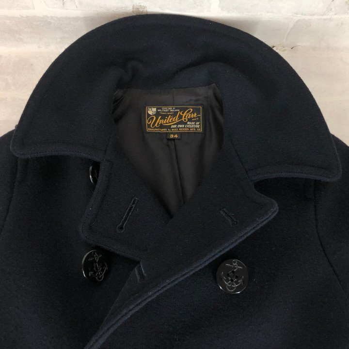 UNITED CARR by Buzz Rickson's バズリクソンズ UC13124 肉厚 26oz メルトン ピーコート ウールコート SIZE: 34 ネイビー MH632025030505