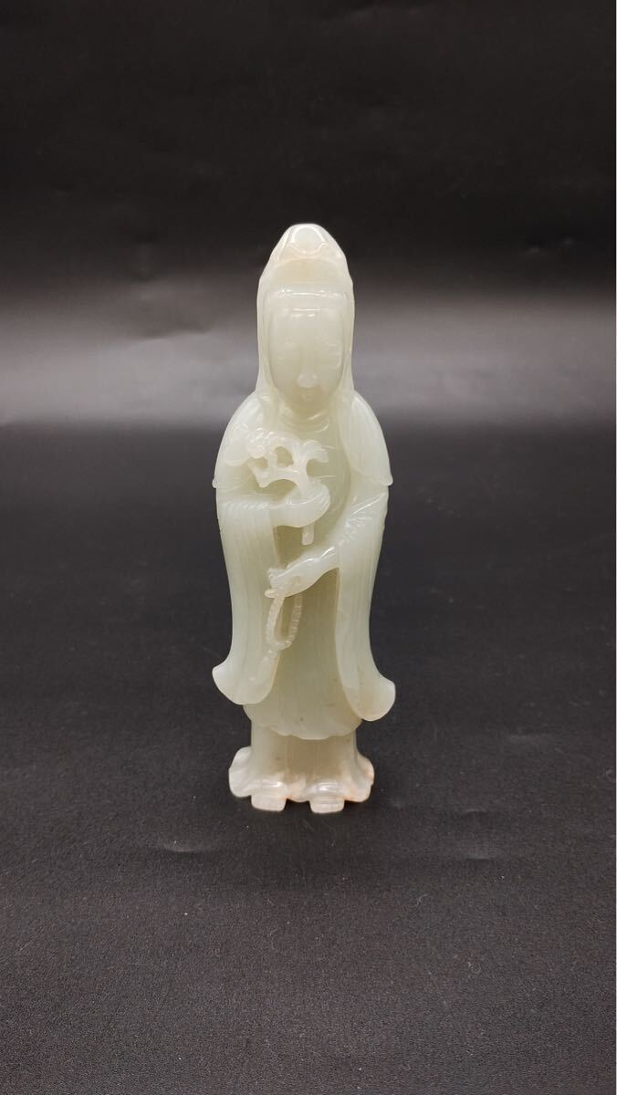 NM 専用 仏像 雕刻 白玉ヒスイ 置物 時代物 中国古美術 重さ約